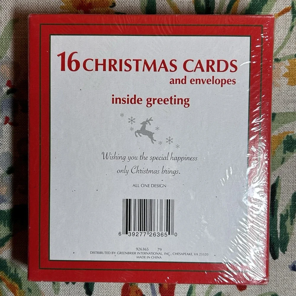 NEW & SEALED Red Reindeer Snowflakes 16 Christmas Cards & Envelopes Xmas Holiday